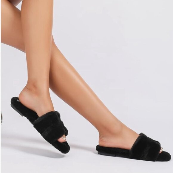 Stratuxx Kaze Fur Slippers Slides Sandals Open Toe Memory Foam *Women's Size 8* - Picture 5 of 5